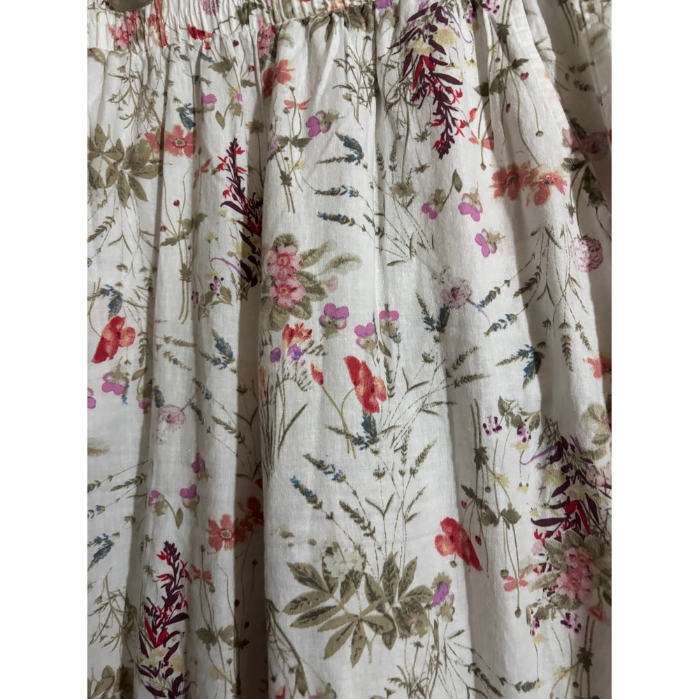 Sigrid Olsen Women Floral Wide Leg Elastic Waist Crop Pants White Pink Small - Picture 6 of 7